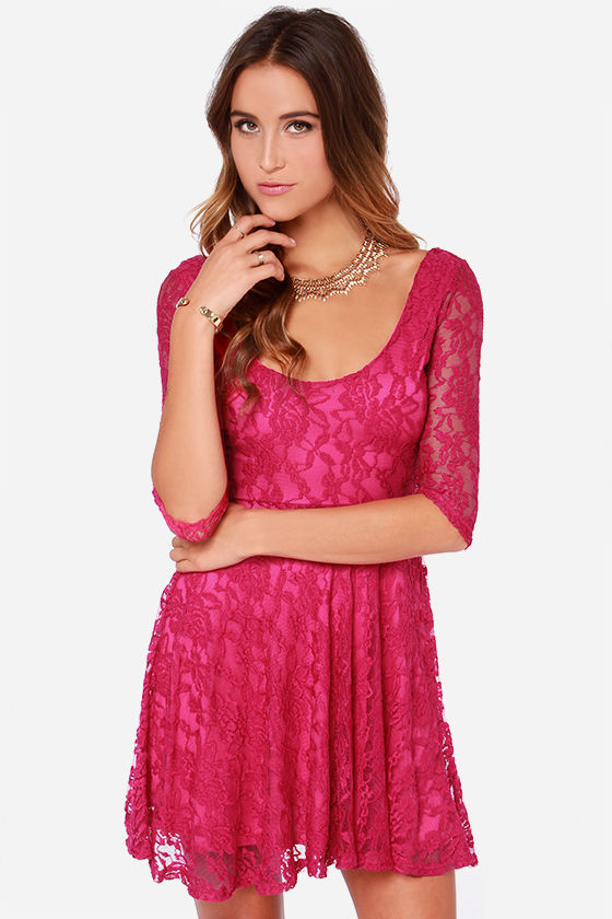 fuschia lace dress