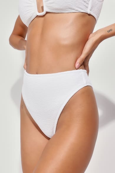 Sunny Day Babe White Crinkle Halter One-Piece Swimsuit