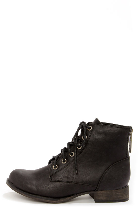 Cute Black Boots - Lace-Up Boots 