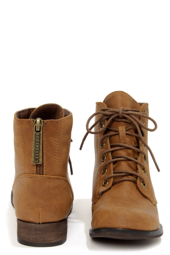 Cute Tan Boots - Lace-Up Boots - Ankle 