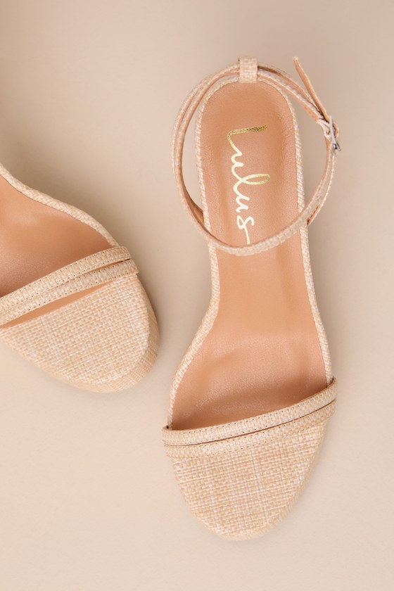 Shop Lulus Brocktan Natural Raffia Platform Ankle Strap High Heel Sandals In Beige