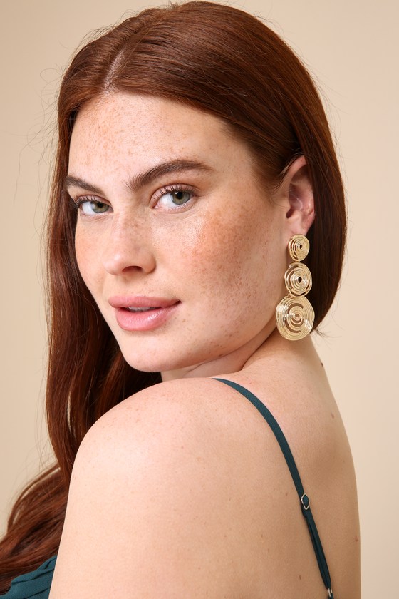 Shop Lulus Stunning Gleam Gold Spiral Drop Statement Earrings