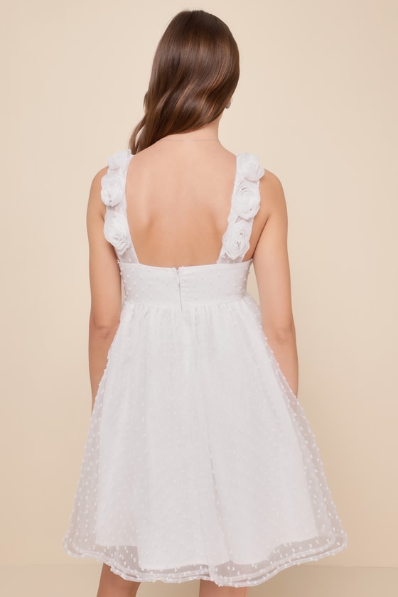 Shop Lulus Darling Existence White Swiss Dot Rosette Sleeveless Mini Dress