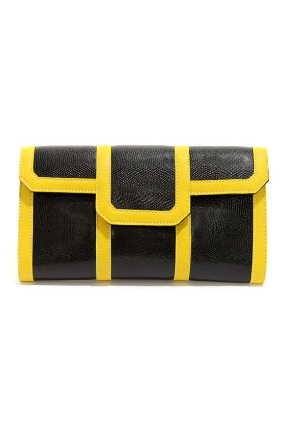 black and yellow clutch