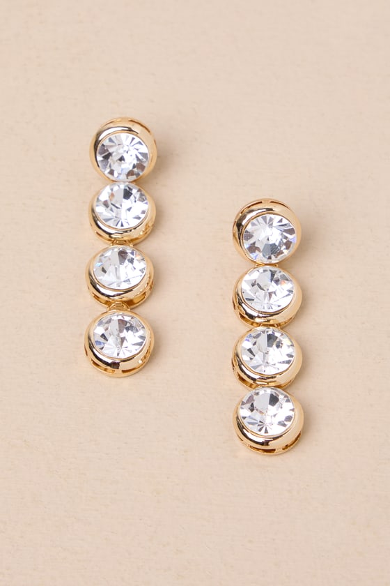 Shop Lulus Unmistakable Glam Gold Rhinestone Statement Earrings