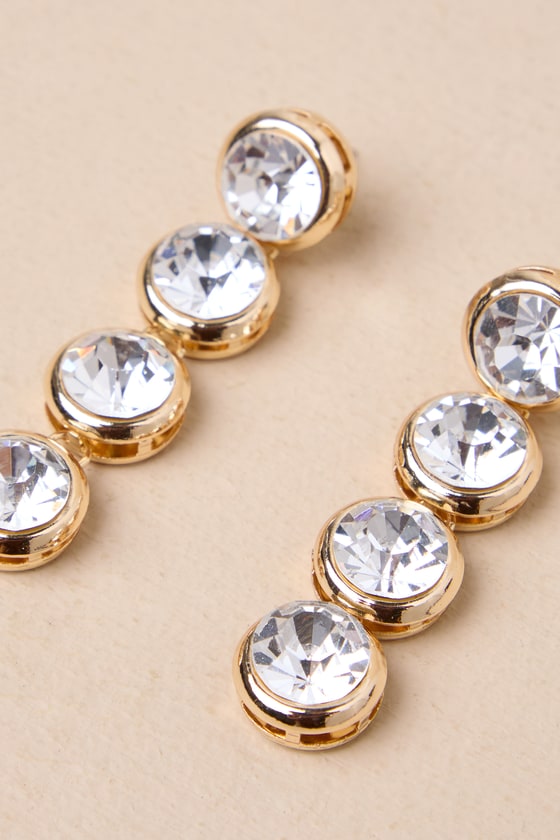 Shop Lulus Unmistakable Glam Gold Rhinestone Statement Earrings