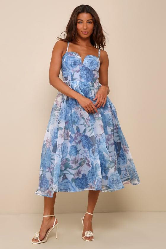 Foxiedox Aura selling 3D Floral Blue Mini Dress