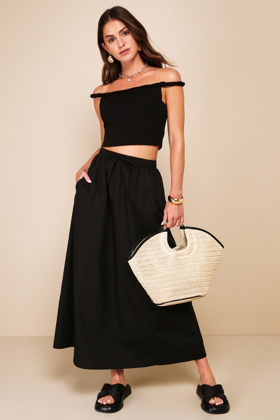 Shop Steve Madden Sunny Black Cotton A-line Maxi Skirt