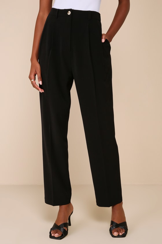 Black Pants - High-Rise Trouser Pants - Straight Leg Pants - Lulus