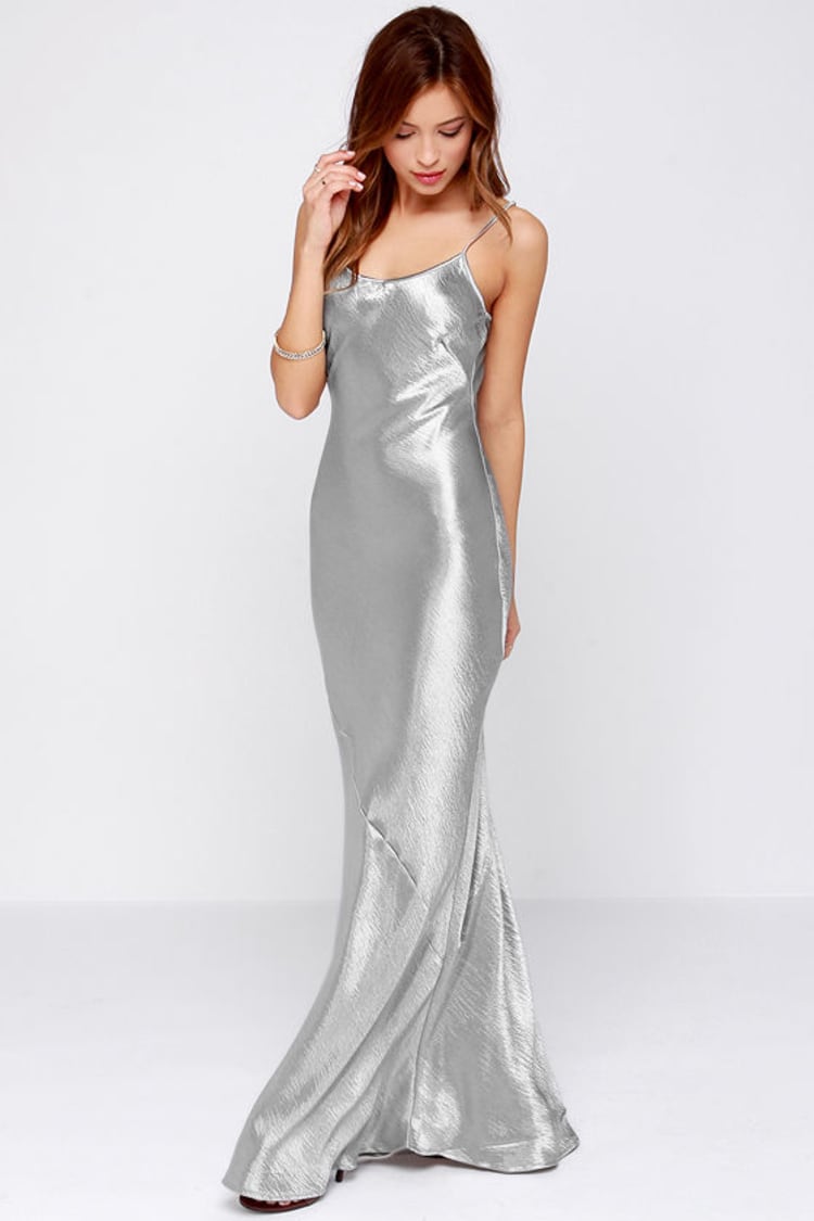 Sexy Silver Dress - Metallic Dress - Silver Maxi Dress - $49.00 - Lulus