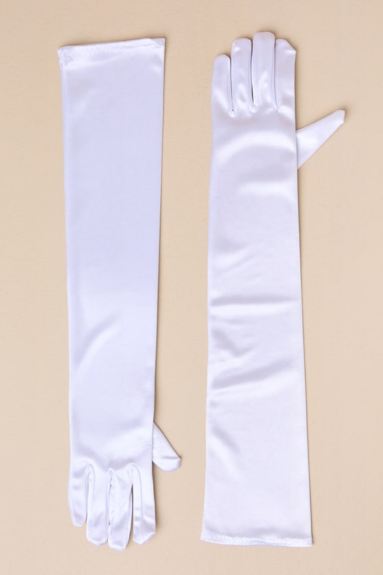 White Satin Gloves Elbow Length Gloves Opera Gloves Gloves Lulus 8947