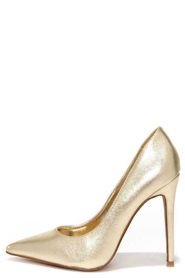 Pretty Gold Pumps - Pointed Pumps - Gold Heels - $34.00 - Lulus