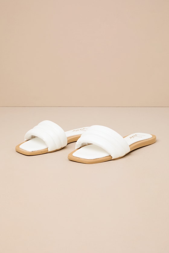 Shop Lulus Ameeria White Flat Slide Sandals