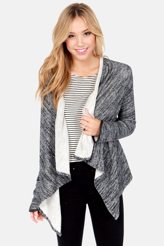 Cute Grey Sweater - Wrap Sweater - Open Front Sweater - $61.00 - Lulus