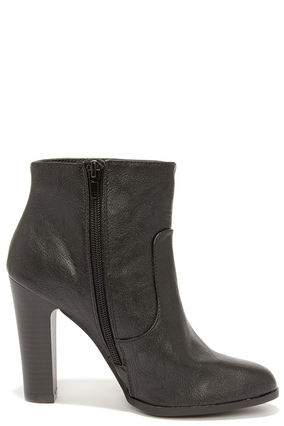 Cute Black Booties - High Heel Booties - Ankle Boots - $31.00