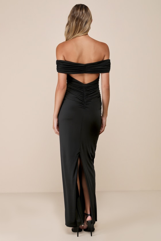 Off shoulder fashion open back dress