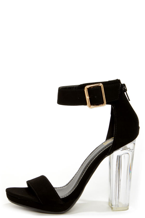 Sexy Black Heels - Lucite Heels - Dress Sandals - $32.00 - Lulus