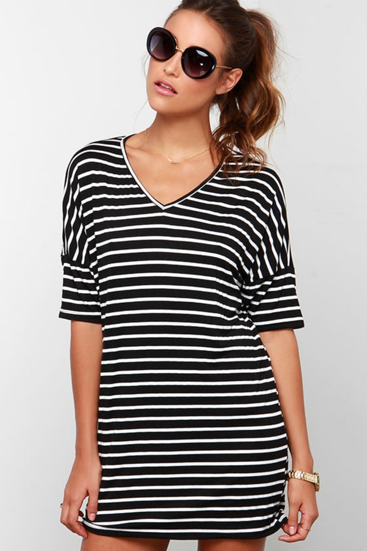 Black Dress - Striped Dress - Shift Dress - $33.00 - Lulus