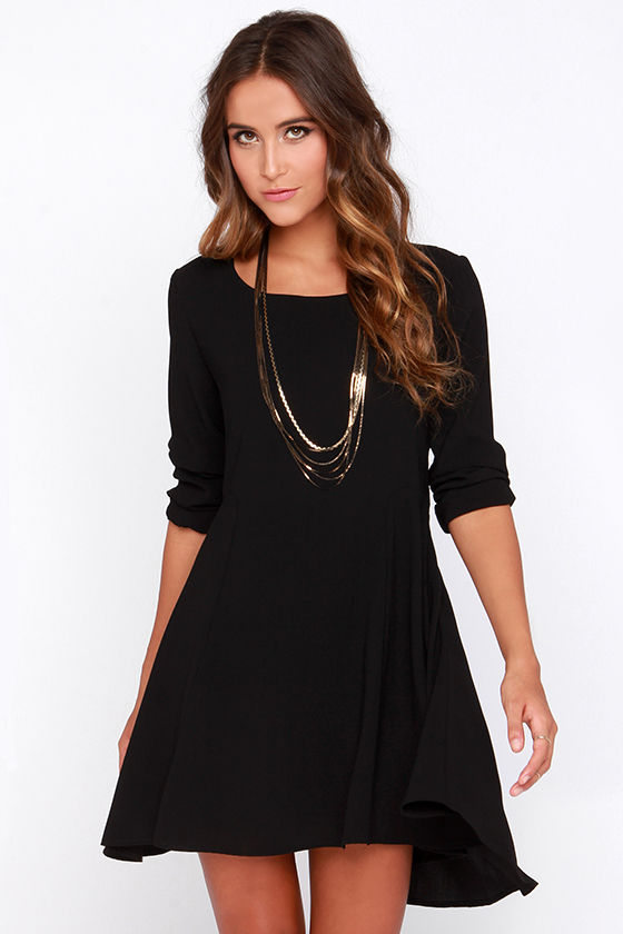 Pretty Black Dress  Long Sleeve Dress  LBD  Shift Dress  $42.00  Lulus