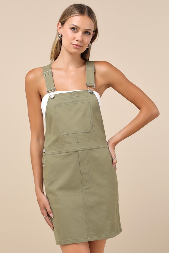 Olive fashion overall dress