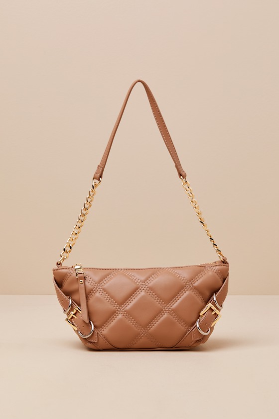 Candi Brown Quilted Chain Strap Shoulder Bag