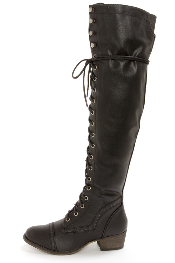 Cute Black Boots - Lace-Up Boots - OTK - Over the Knee Boots - $49.00 -  Lulus
