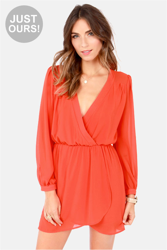 orange dress long sleeve