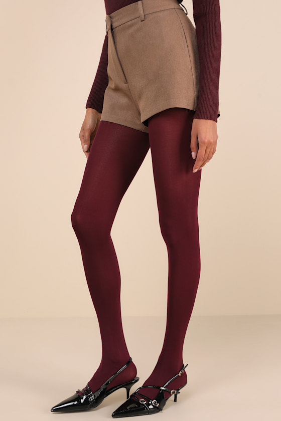 Maroon opaque tights best sale