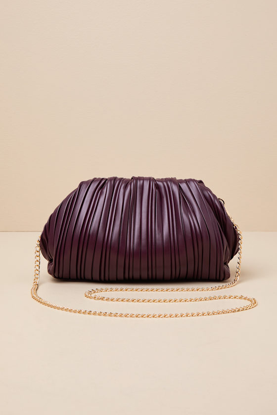 R. Riveted Plum Purple Leather orders Clutch