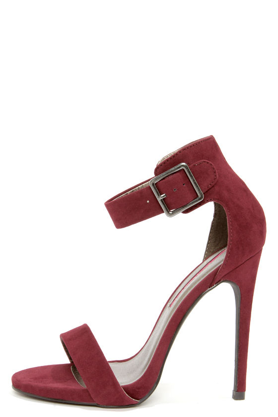 Sexy Burgundy Heels Ankle Strap Heels Dress Sandals 3900 Lulus 2875