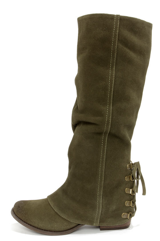 olive green leather boots