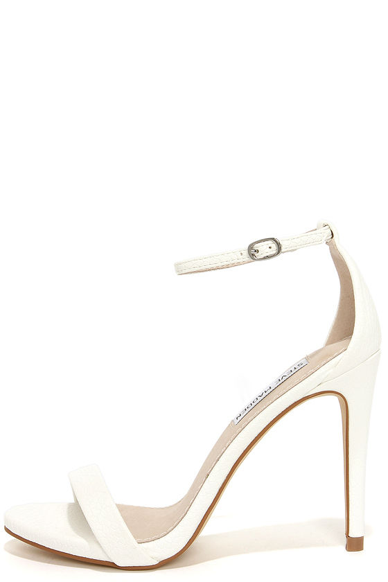 white single strap heels
