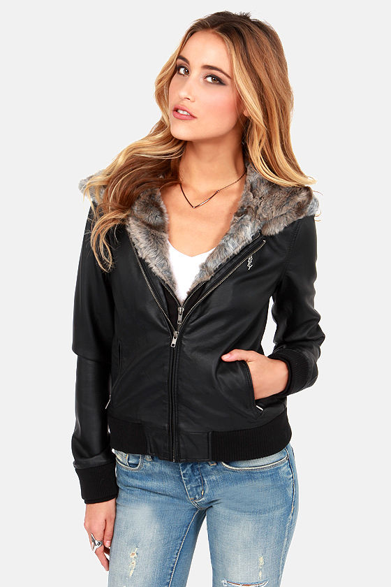 Obey leather jacket womens hotsell