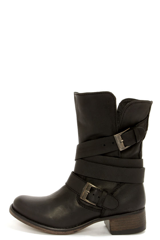 Cute Black Boots - Belted Boots - Mid-Calf Boots - $129.00 - Lulus