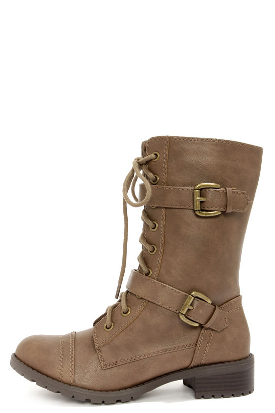 Cute Tan - Brown Boots - Mid-Calf Boots - Combat Boots - $35.00 - Lulus