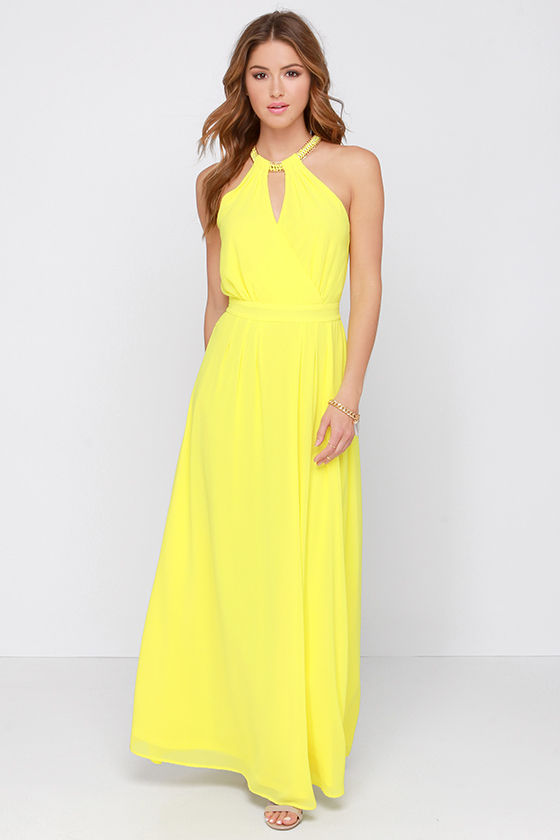 yellow and white maxi dress