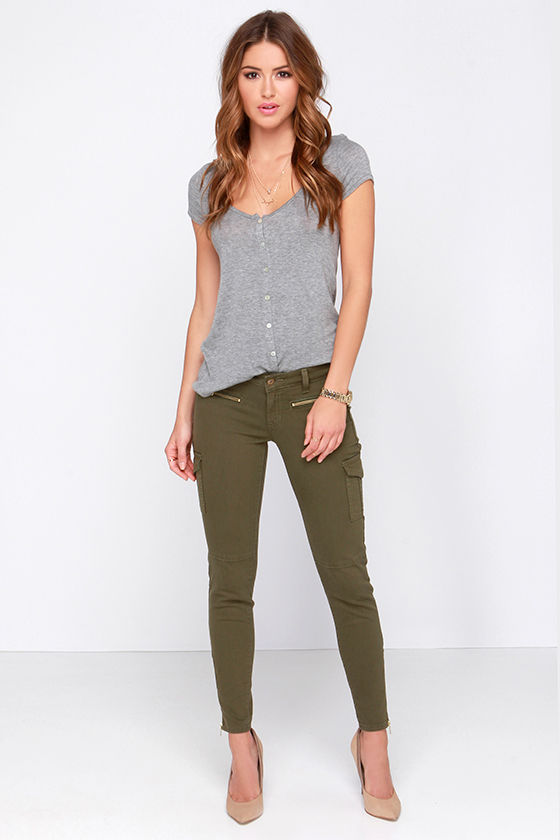 Cute Olive Green Pants - Skinny Jeans - Cargo Jeans - $48.00 - Lulus