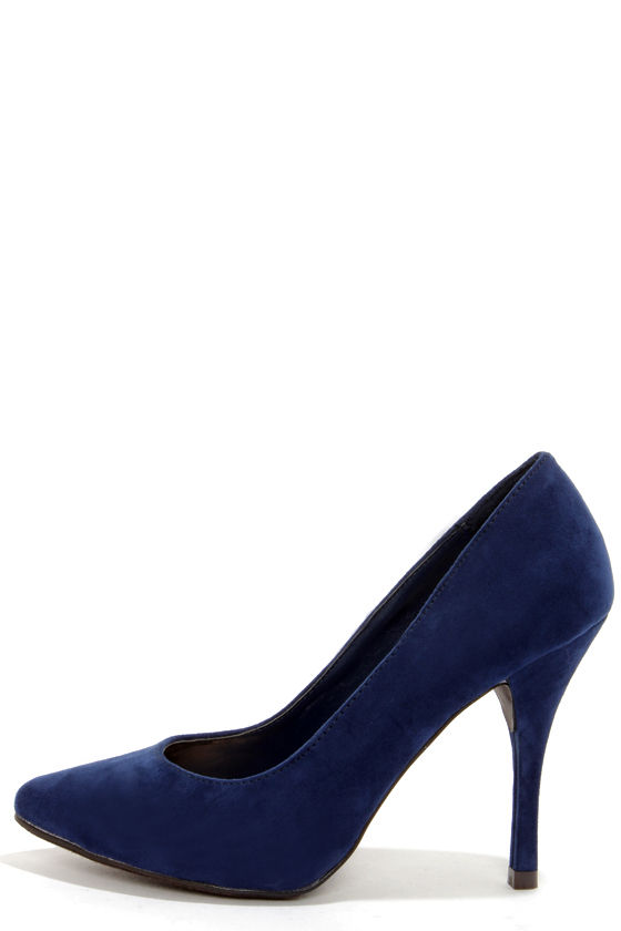 navy blue pointed toe heels