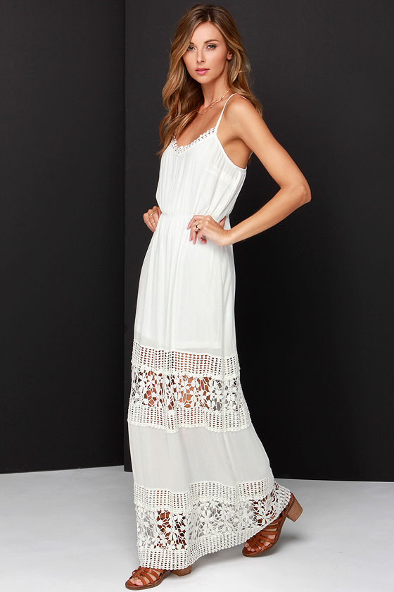 Lovely Ivory Dress - Lace Dress - Maxi Dress - Boho Dress - $81.00 - Lulus