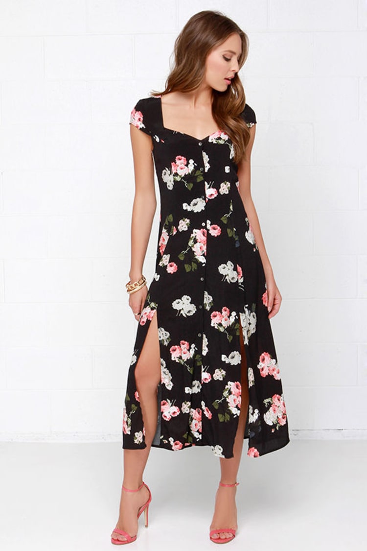 Mink Pink Moon Flower - Black Dress - Floral Print Dress - Maxi Dress -  $99.00 - Lulus