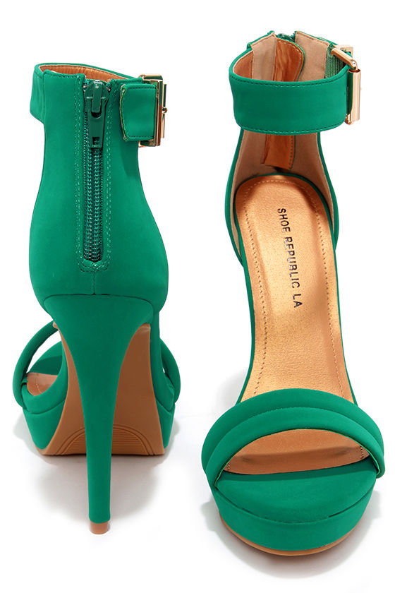 Pretty Jade Green Heels - Ankle Strap 