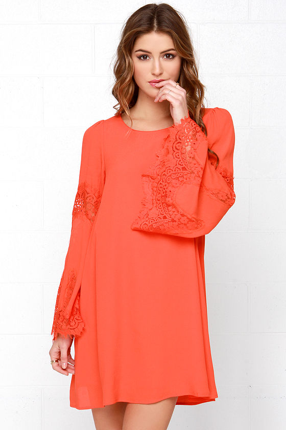 coral swing dress