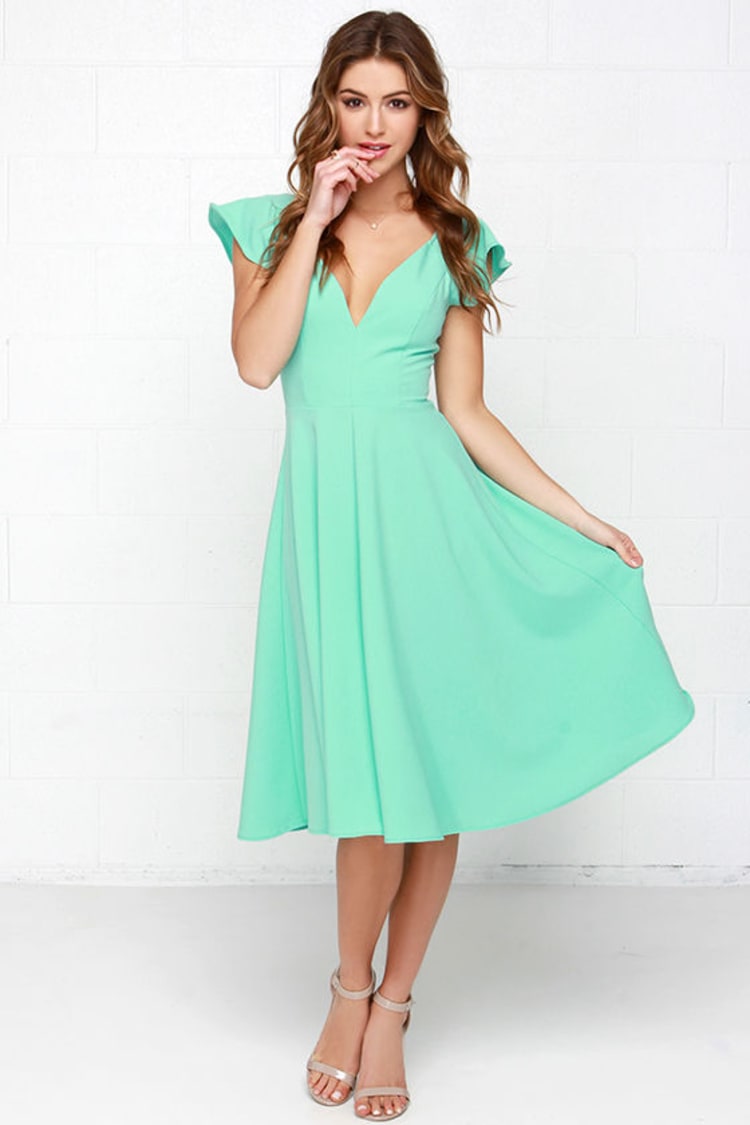Cute Mint Green Dress - Midi Dress - Modest Dress - $45.00 - Lulus
