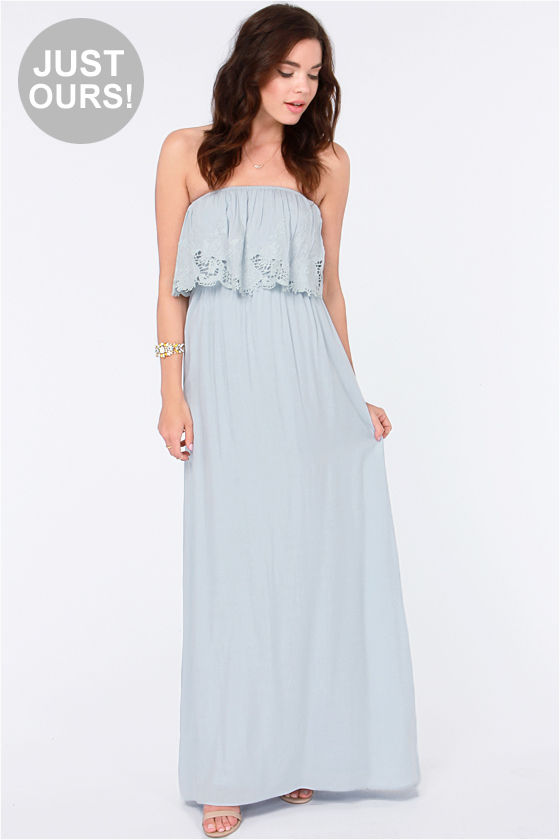 Beautiful Blue Dress Maxi Dress Lace Dress Strapless Dress 53 7980