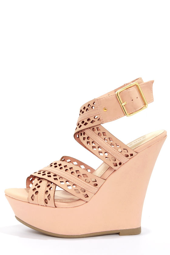 blush pink wedge shoes