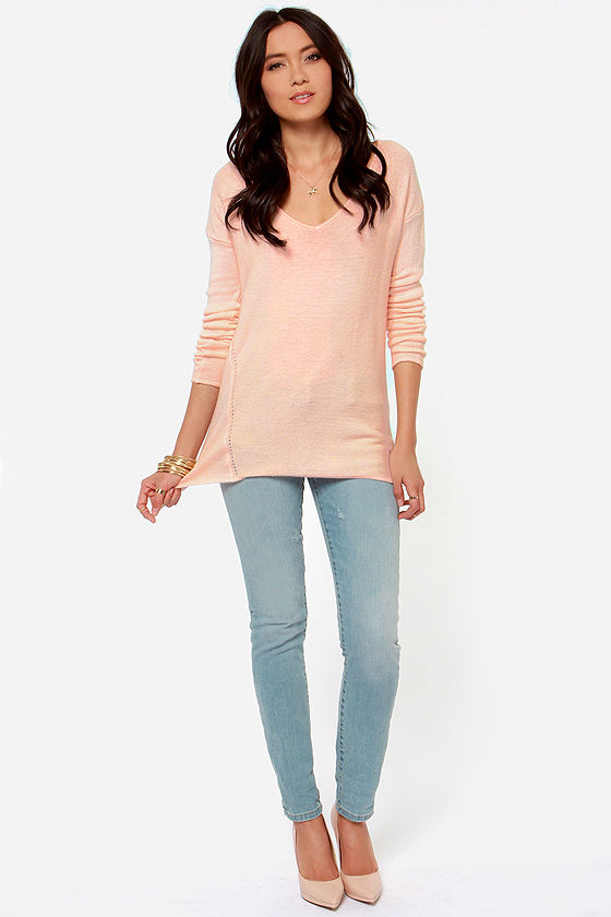 Cute Peach Sweater - Knit Sweater - $63.00 - Lulus