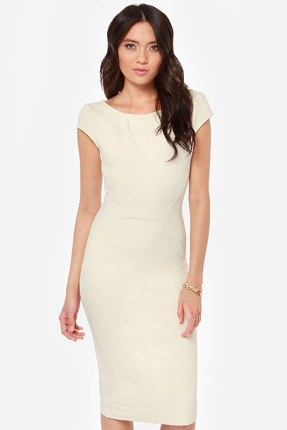 Sexy Cream Dress Bodycon Dress Midi Dress Backless Dress 4000 Lulus 3629