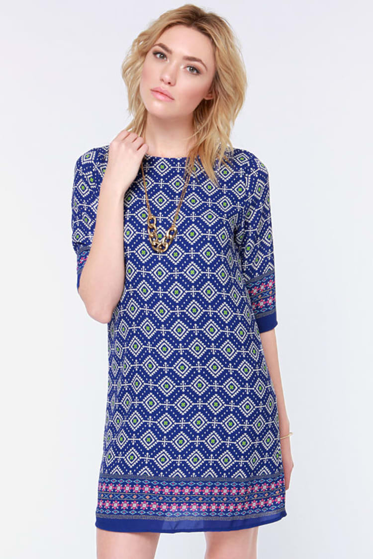 Cute Blue Dress - Print Dress - Shift Dress - $46.00 - Lulus