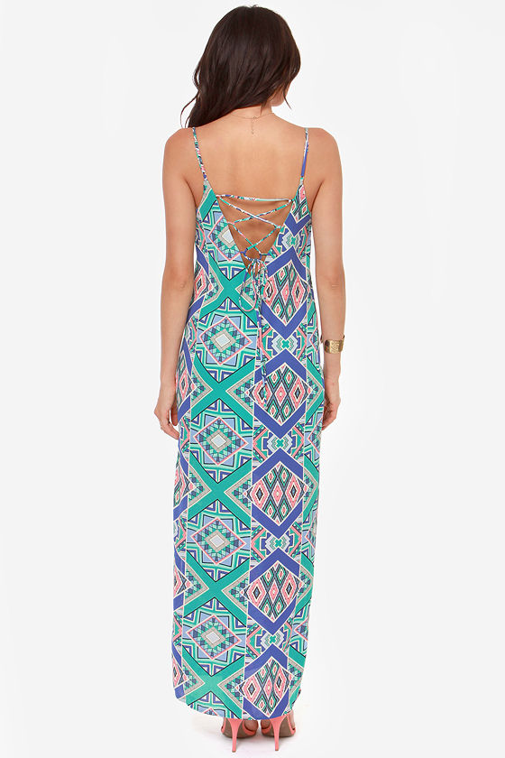 Cute Print Dress - Maxi Dress - Mint Dress - $53.00