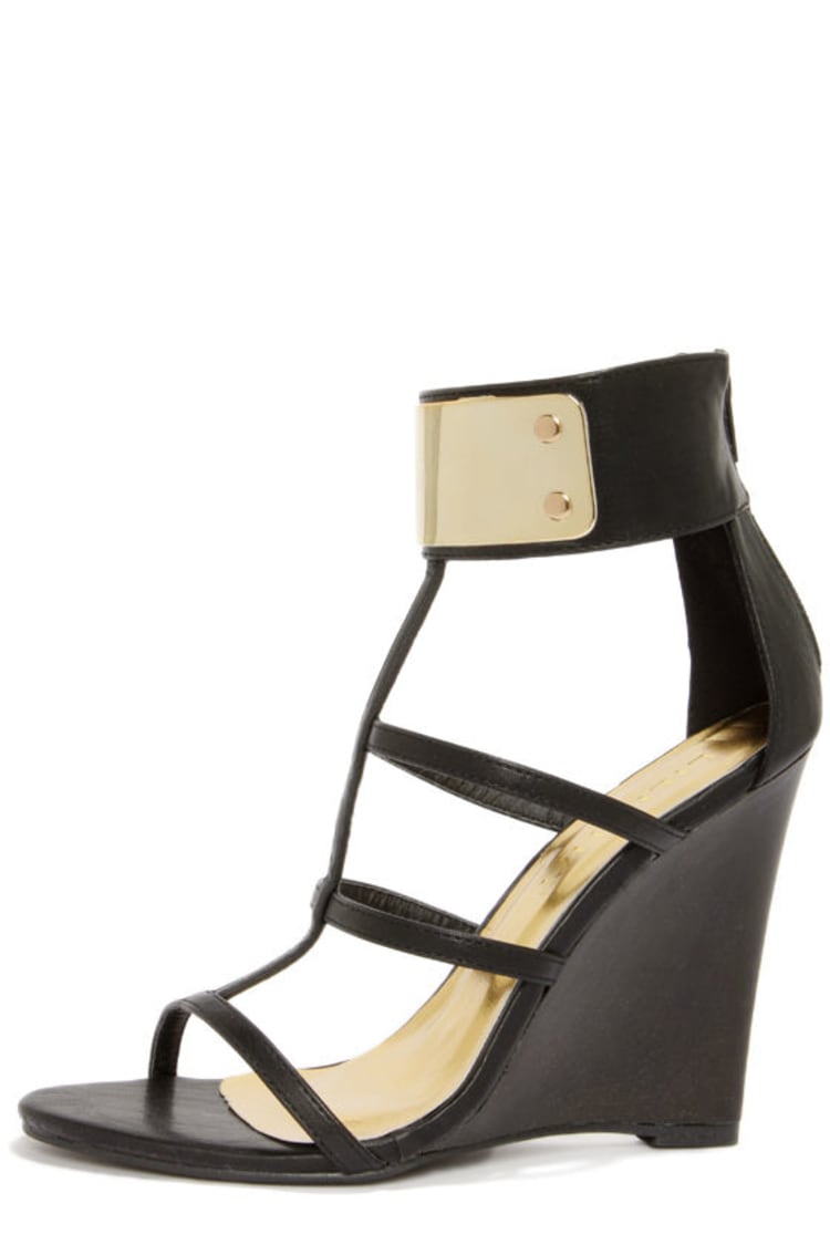 Cute Black Wedges - T-Strap Shoes - Wedge Sandals - $45.00 - Lulus